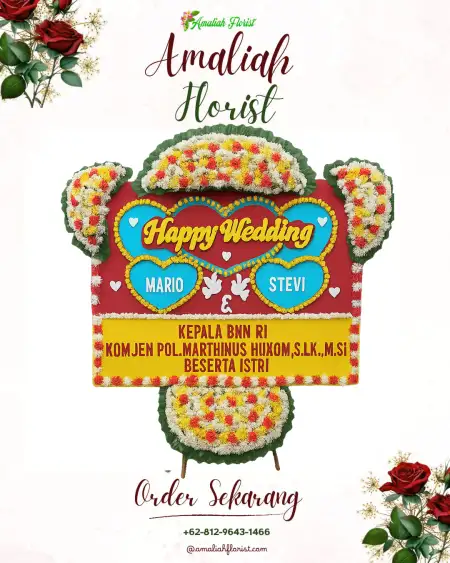 Papan Bunga Pernikahan Lesung Batu